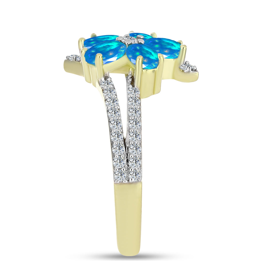 Pozlátený Strieborný Prsteň s Etiópskym Paradise Opálom a Bielym Topásom 4 