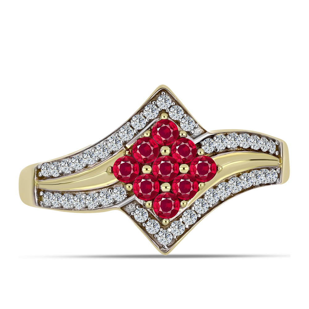 Pozlátený Strieborný Prsteň s Madagaskarským Rubínom a Bielym Topásom