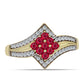 Pozlátený Strieborný Prsteň s Madagaskarským Rubínom a Bielym Topásom