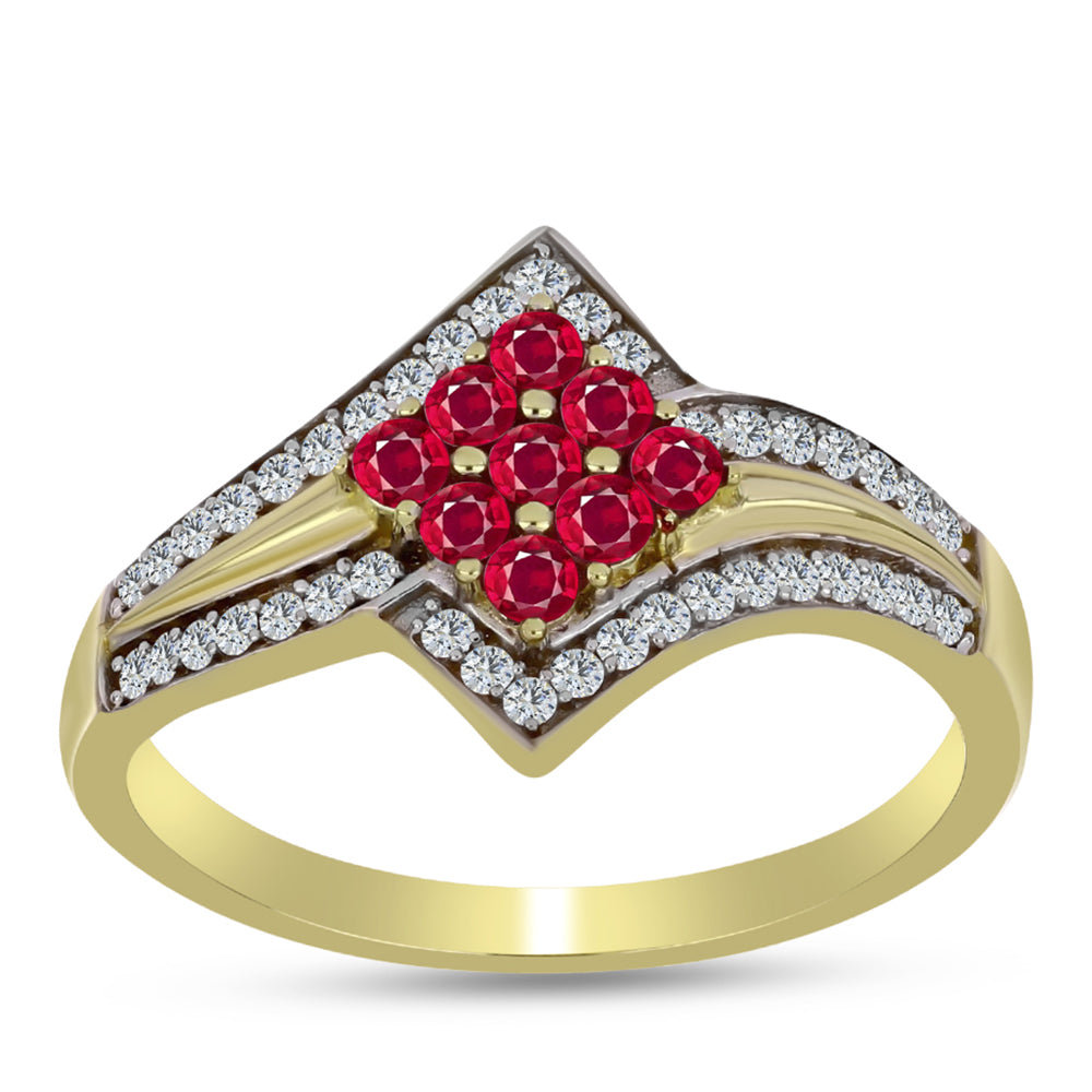 Pozlátený Strieborný Prsteň s Madagaskarským Rubínom a Bielym Topásom 3 