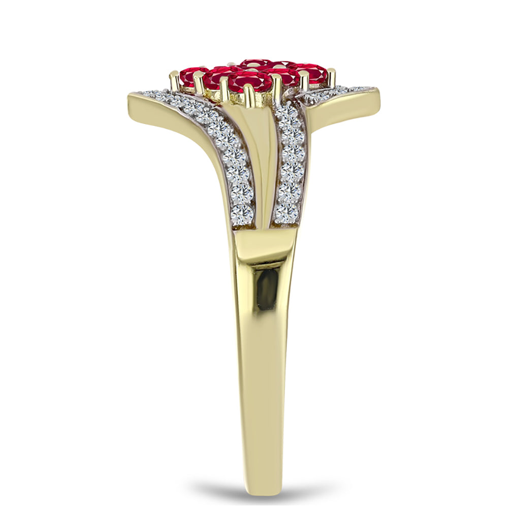 Pozlátený Strieborný Prsteň s Madagaskarským Rubínom a Bielym Topásom 4 