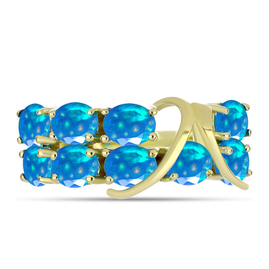 Pozlátený Strieborný Prsteň s Etiópskym Paradise Opálom