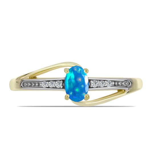 Pozlátený Strieborný Prsteň s Etiópskym Paradise Opálom a Bielym Topásom