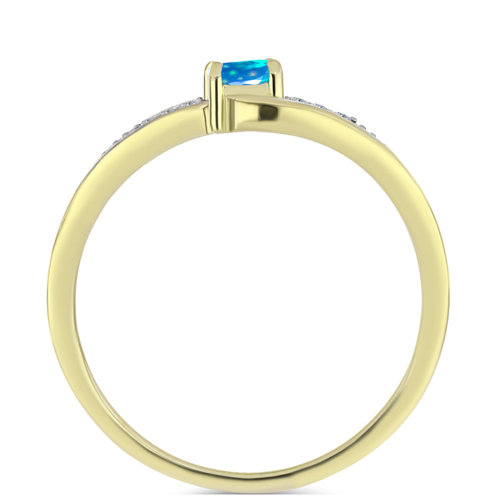 Pozlátený Strieborný Prsteň s Etiópskym Paradise Opálom a Bielym Topásom 2 