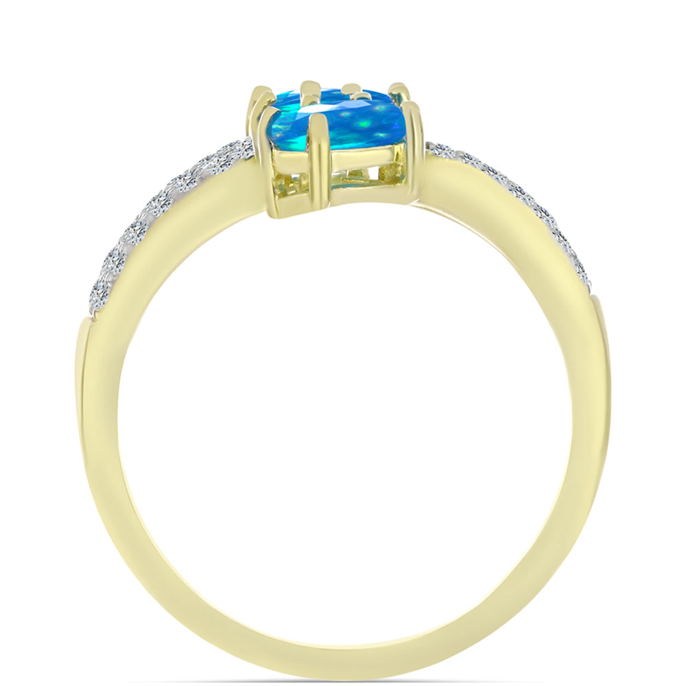 Pozlátený Strieborný Prsteň s Etiópskym Paradise Opálom a Bielym Topásom