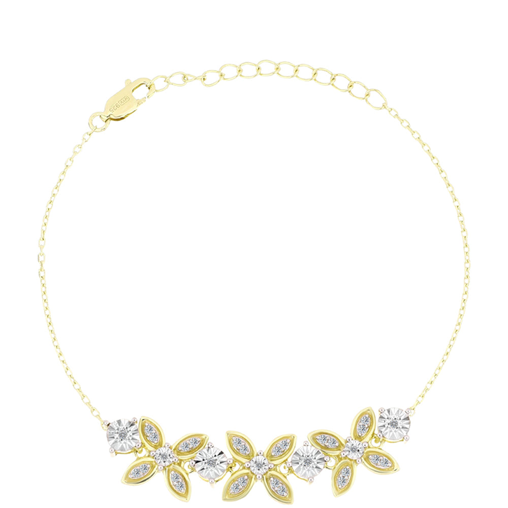 Pozlátený Strieborný Náramok s Bielym Diamantom a Bielym Topásom 1 