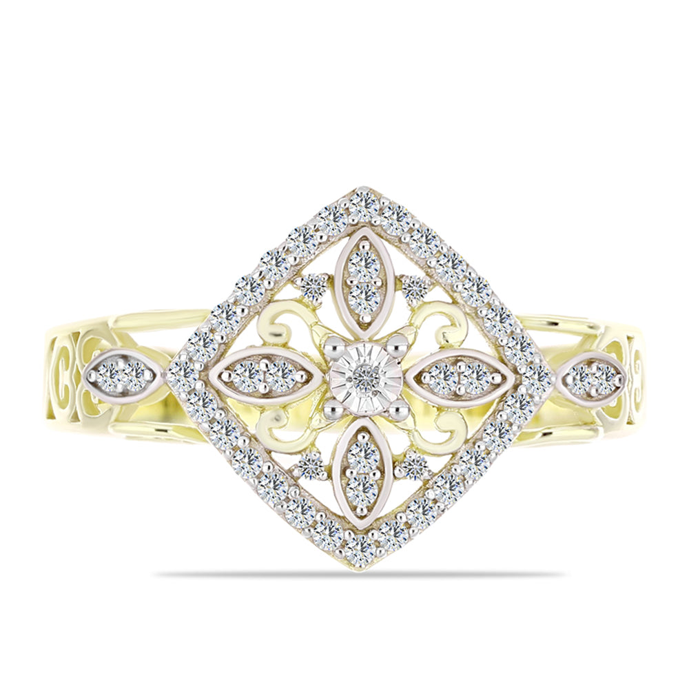 Pozlátený Strieborný Prsteň s Bielym Diamantom a Bielym Topásom 1 