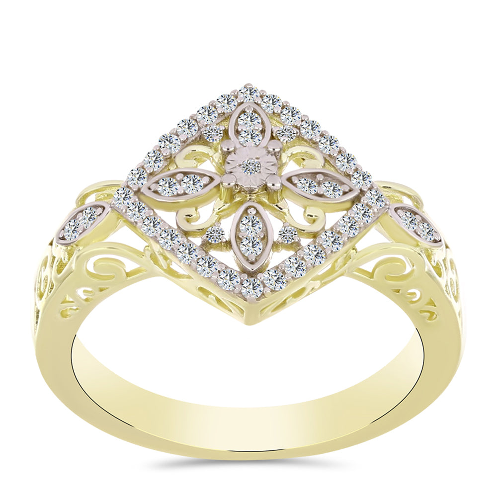 Pozlátený Strieborný Prsteň s Bielym Diamantom a Bielym Topásom