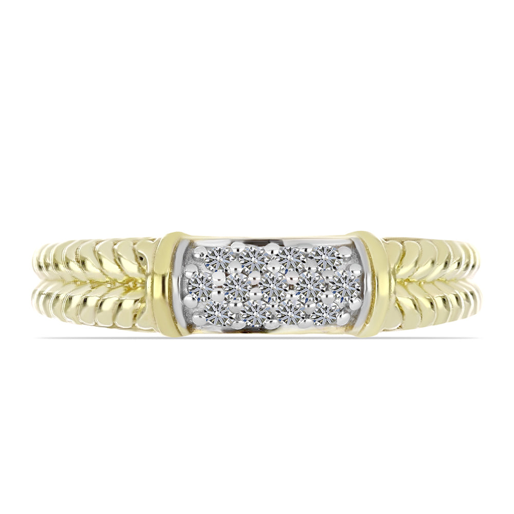 Pozlátený Strieborný Prsteň s Bielym Diamantom