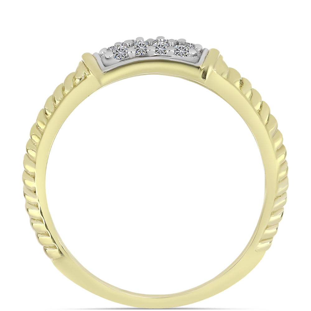 Pozlátený Strieborný Prsteň s Bielym Diamantom