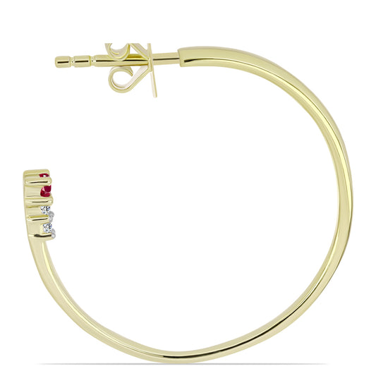Pozlátené Strieborné Náušnice s Madagaskarským Rubínom a Bielym Topásom