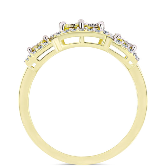 Pozlátený Strieborný Prsteň s Bielym Diamantom a Bielym Topásom