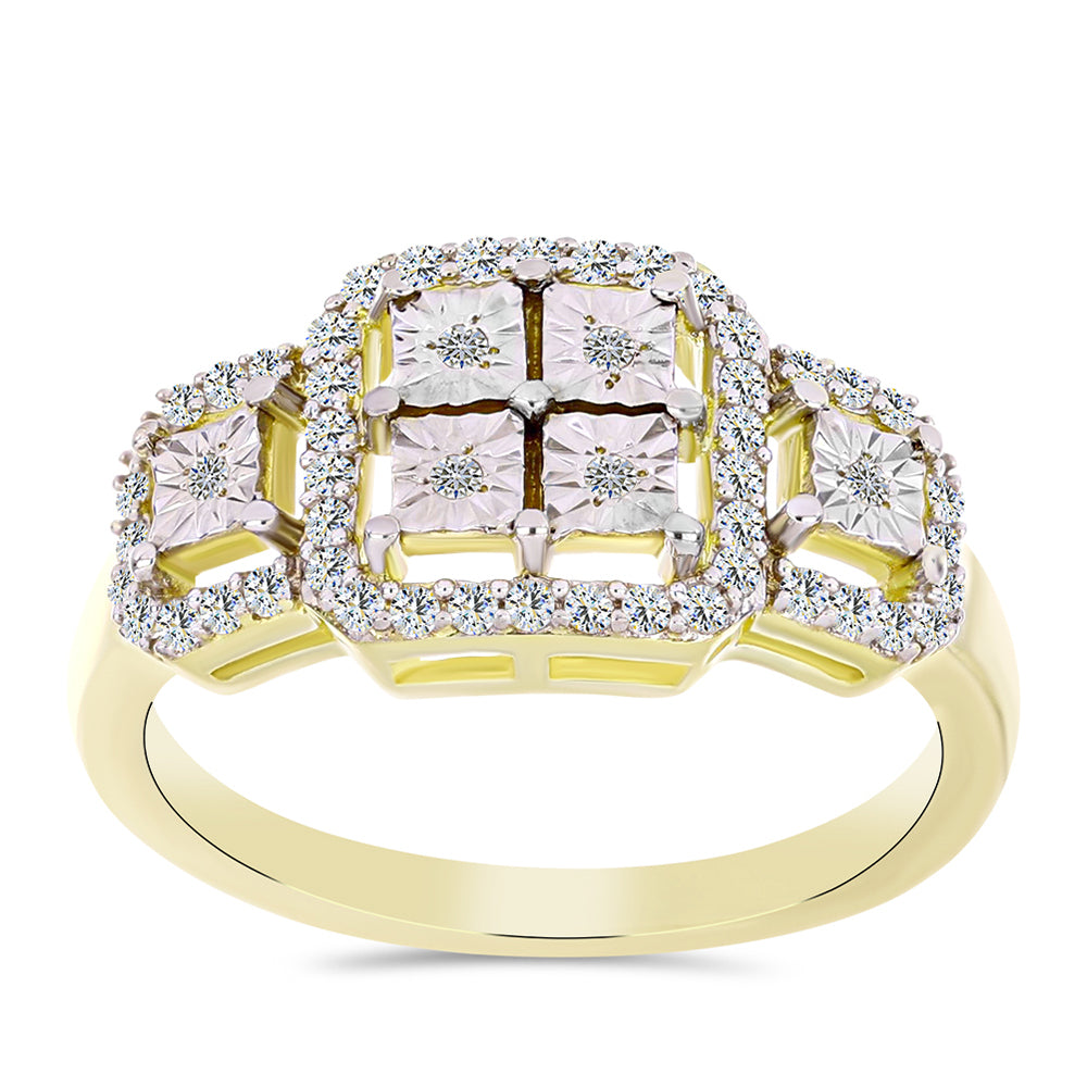 Pozlátený Strieborný Prsteň s Bielym Diamantom a Bielym Topásom