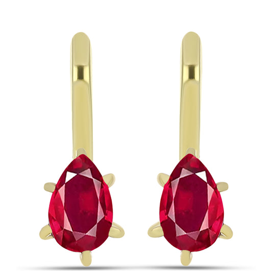 Pozlátené Strieborné Náušnice s Madagaskarským Rubínom