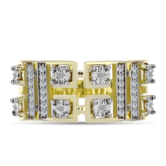 Pozlátený Strieborný Prsteň s Bielym Diamantom a Bielym Topásom