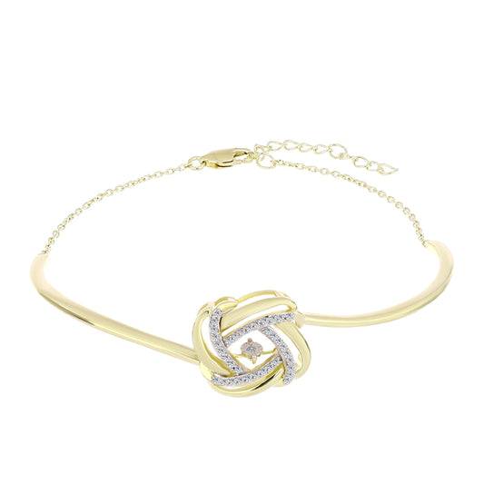 Pozlátený Strieborný Náramok s Bielym Diamantom a Bielym Topásom