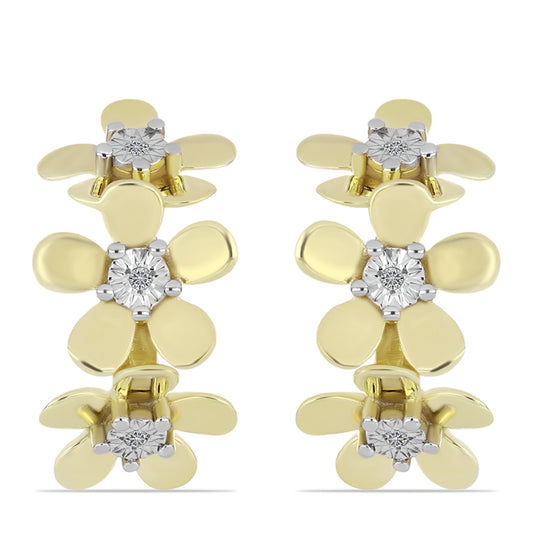 Pozlátené Strieborné Náušnice s Bielym Diamantom