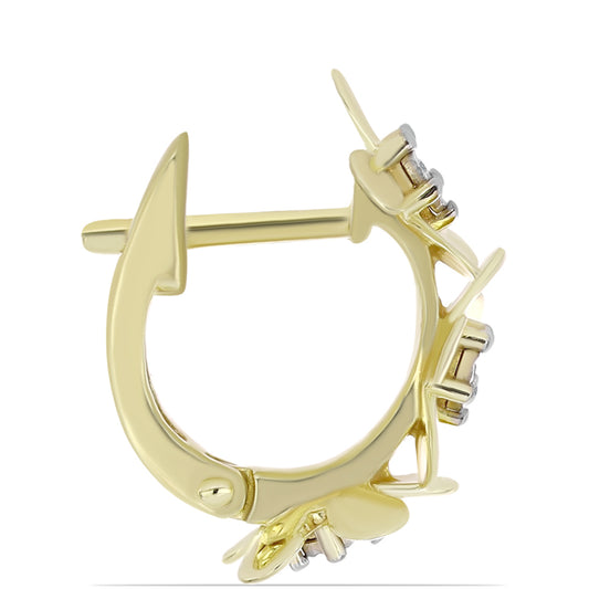 Pozlátené Strieborné Náušnice s Bielym Diamantom