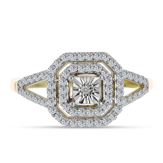 Pozlátený Strieborný Prsteň s Bielym Diamantom a Bielym Topásom