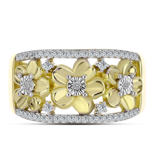 Pozlátený Strieborný Prsteň s Bielym Diamantom a Bielym Topásom