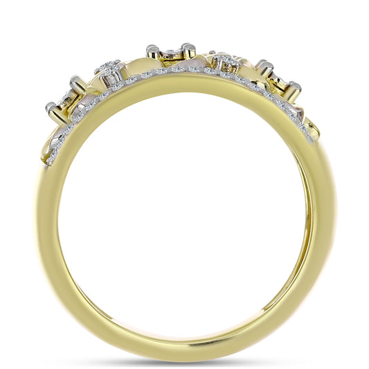 Pozlátený Strieborný Prsteň s Bielym Diamantom a Bielym Topásom