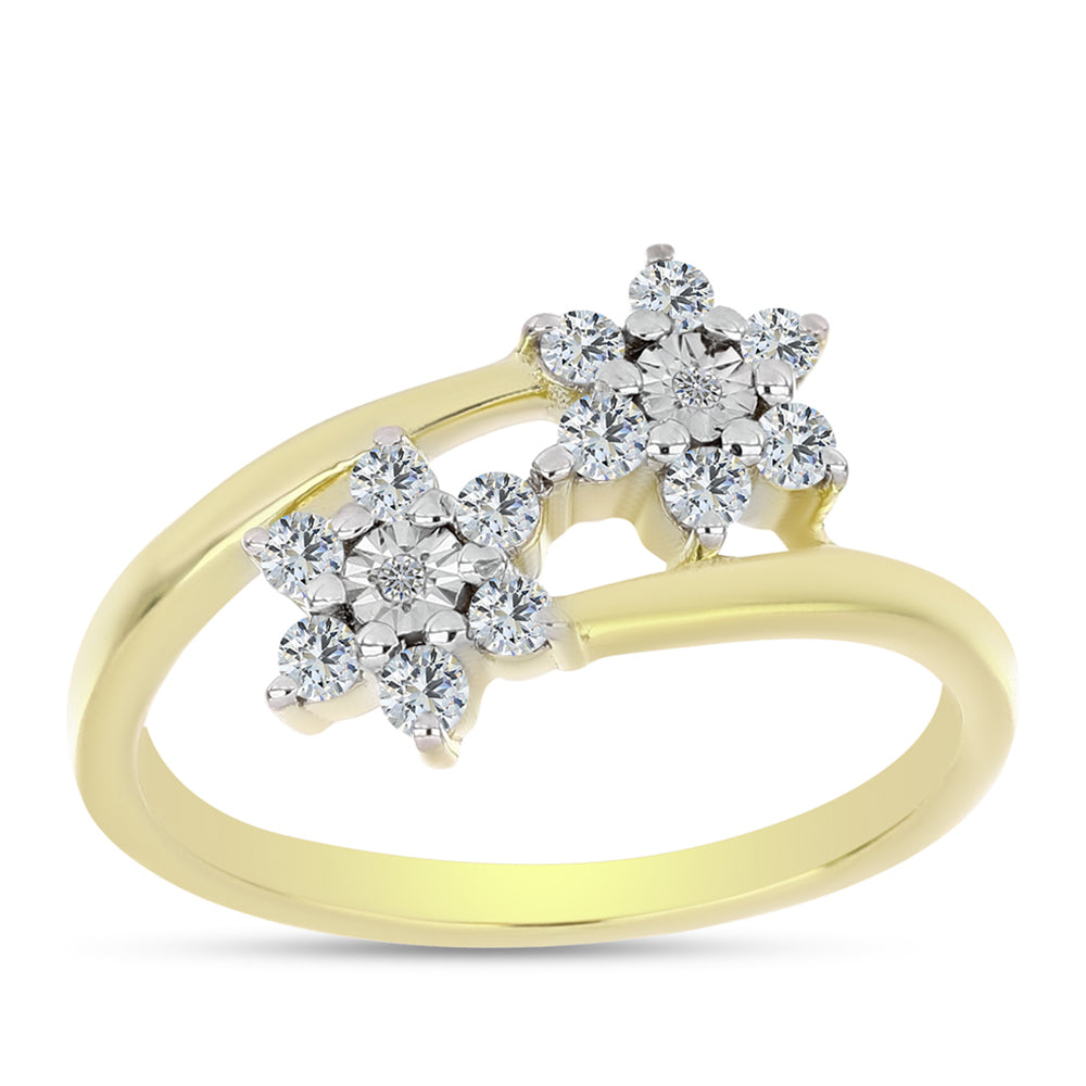 Pozlátený Strieborný Prsteň s Bielym Diamantom a Bielym Topásom 3 