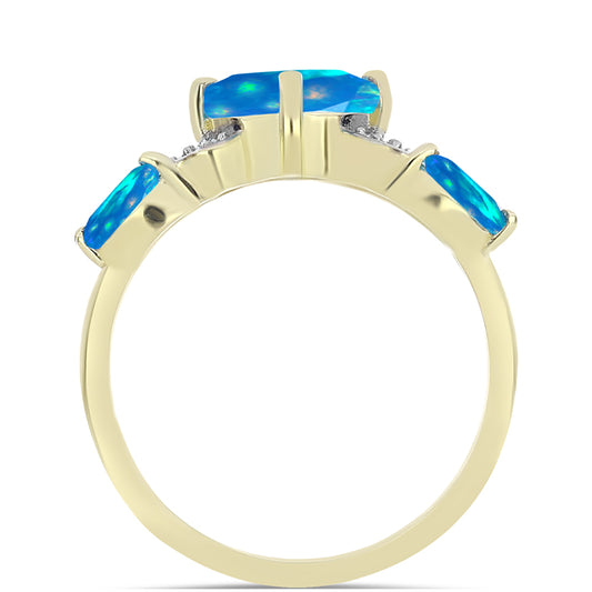 Pozlátený Strieborný Prsteň s Etiópskym Paradise Opálom a Bielym Topásom