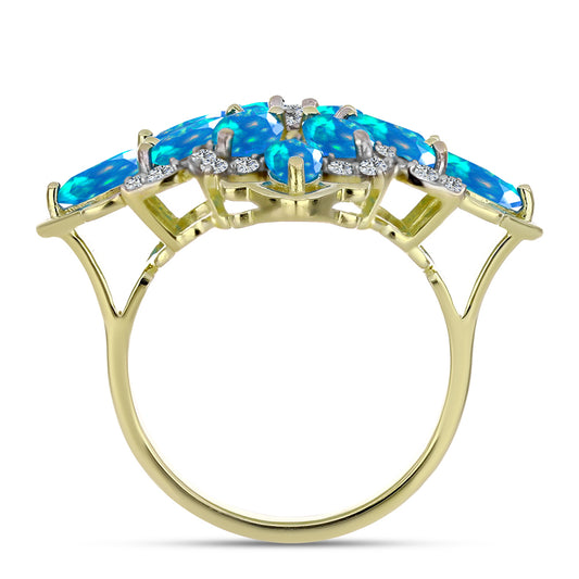 Pozlátený Strieborný Prsteň s Etiópskym Paradise Opálom a Bielym Topásom