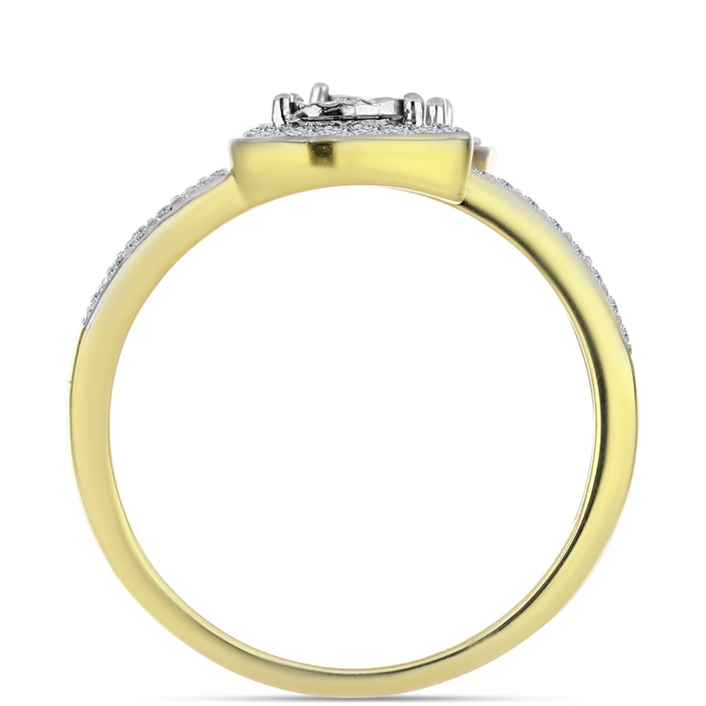 Pozlátený Strieborný Prsteň s Bielym Diamantom a Bielym Topásom 2 