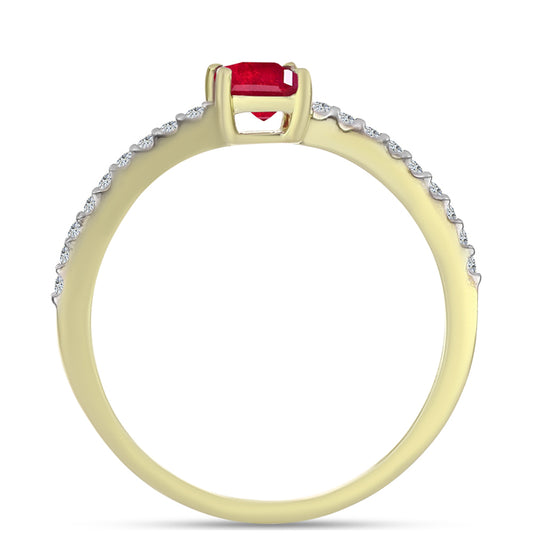 Pozlátený Strieborný Prsteň s Madagaskarským Rubínom a Bielym Topásom