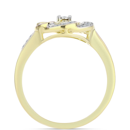 Pozlátený Strieborný Prsteň s Bielym Diamantom a Bielym Topásom