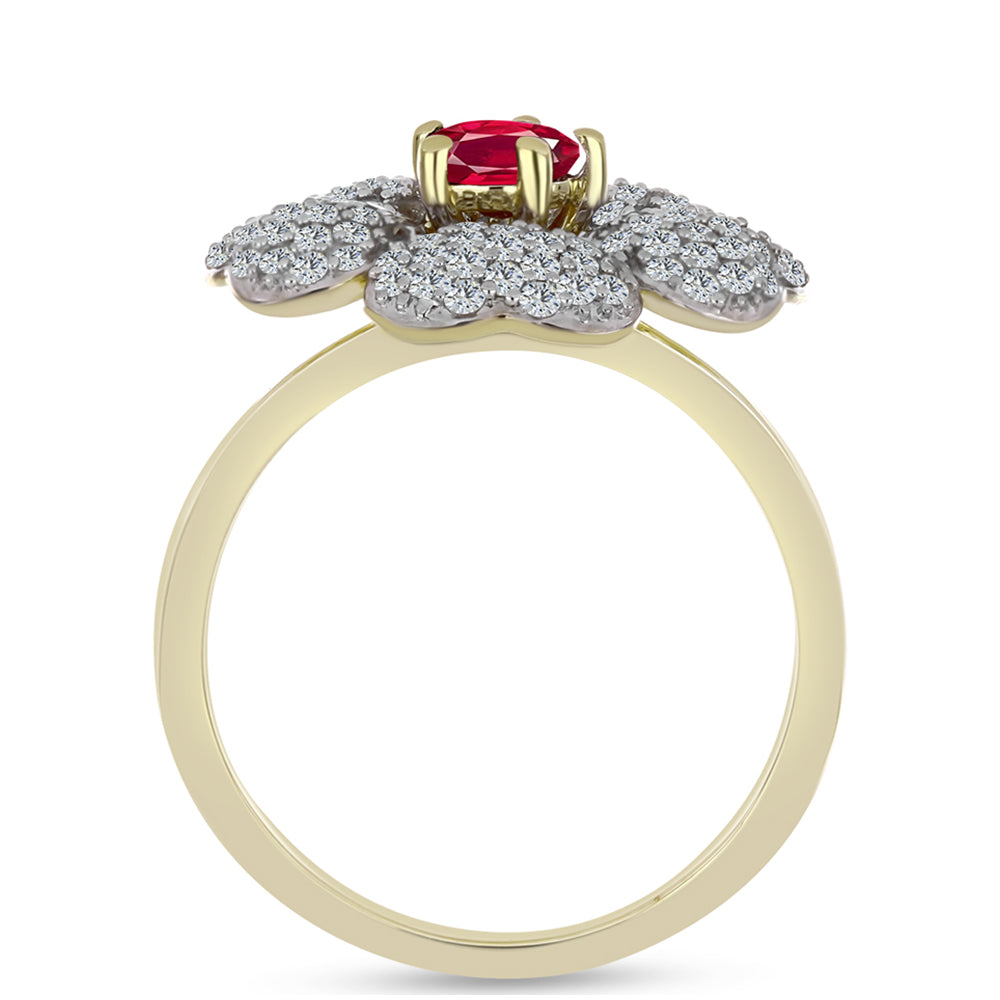 Pozlátený Strieborný Prsteň s Madagaskarským Rubínom a Bielym Topásom 2 