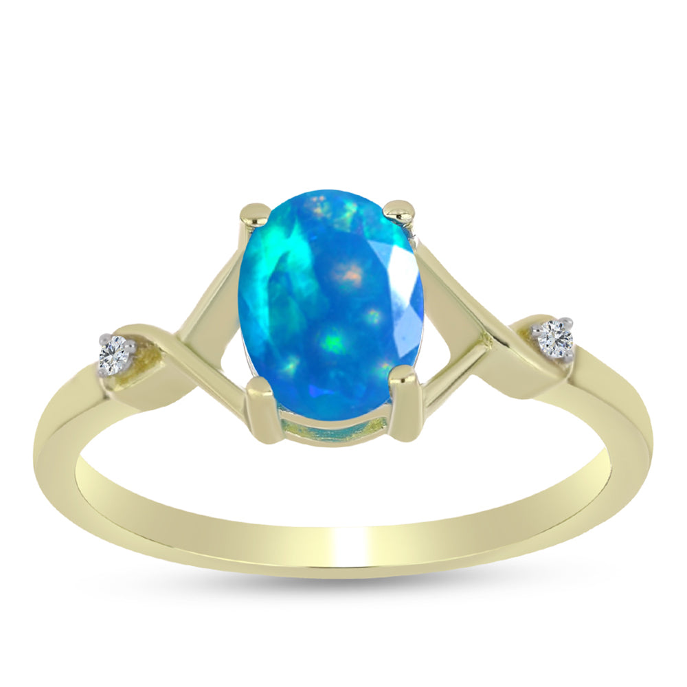Pozlátený Strieborný Prsteň s Etiópskym Paradise Opálom a Bielym Topásom 3 