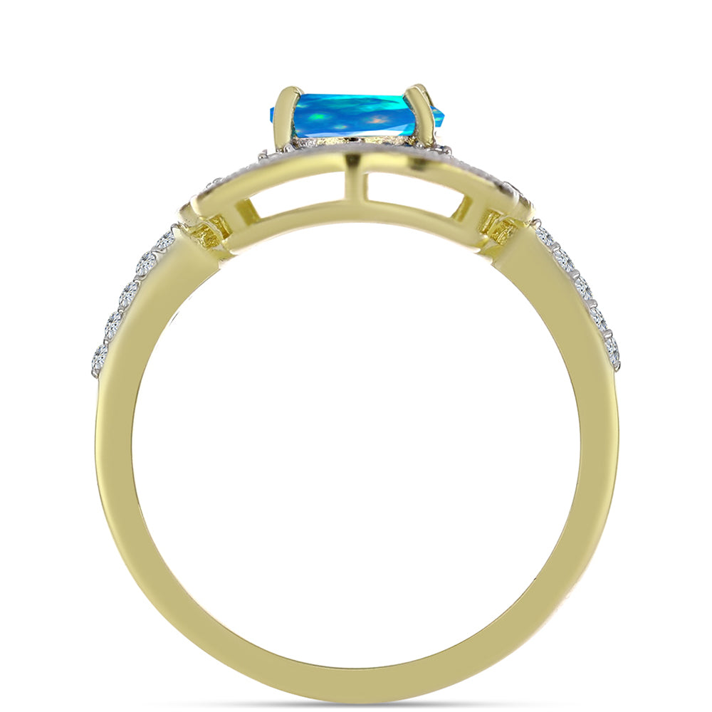 Pozlátený Strieborný Prsteň s Etiópskym Paradise Opálom a Bielym Topásom 2 