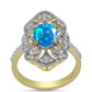 Pozlátený Strieborný Prsteň s Etiópskym Paradise Opálom a Bielym Topásom