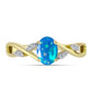 Pozlátený Strieborný Prsteň s Etiópskym Paradise Opálom a Bielym Topásom