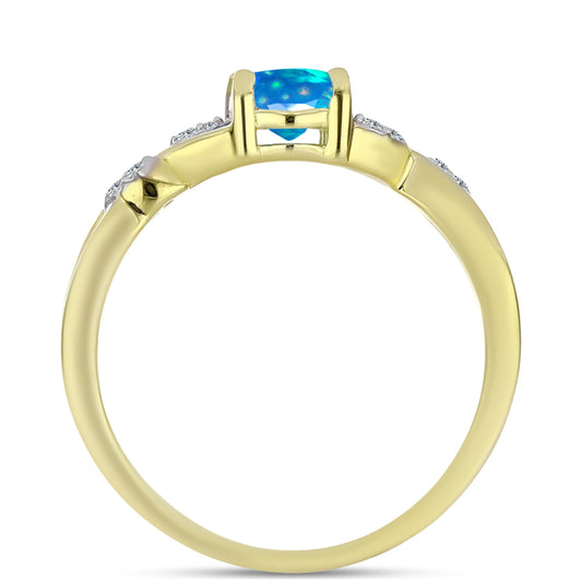 Pozlátený Strieborný Prsteň s Etiópskym Paradise Opálom a Bielym Topásom