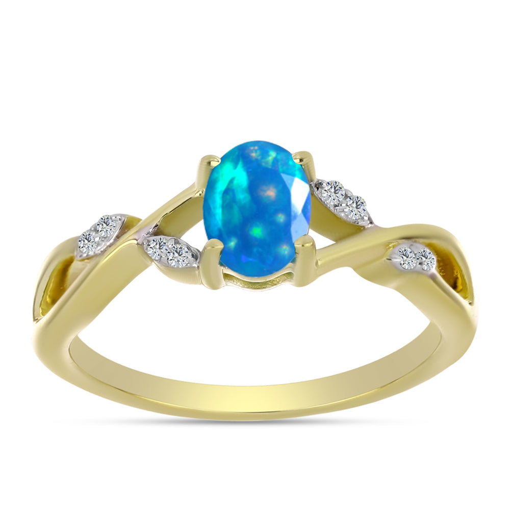 Pozlátený Strieborný Prsteň s Etiópskym Paradise Opálom a Bielym Topásom 3 