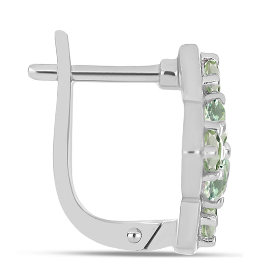 Strieborné Náušnice s so Zeleným Ametystom