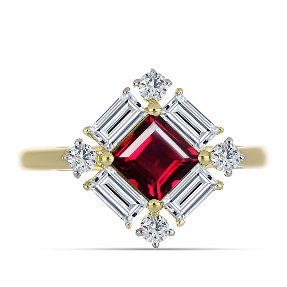 Pozlátený Strieborný Prsteň s Rhodolitovým Granátom a Bielym Topásom 1 