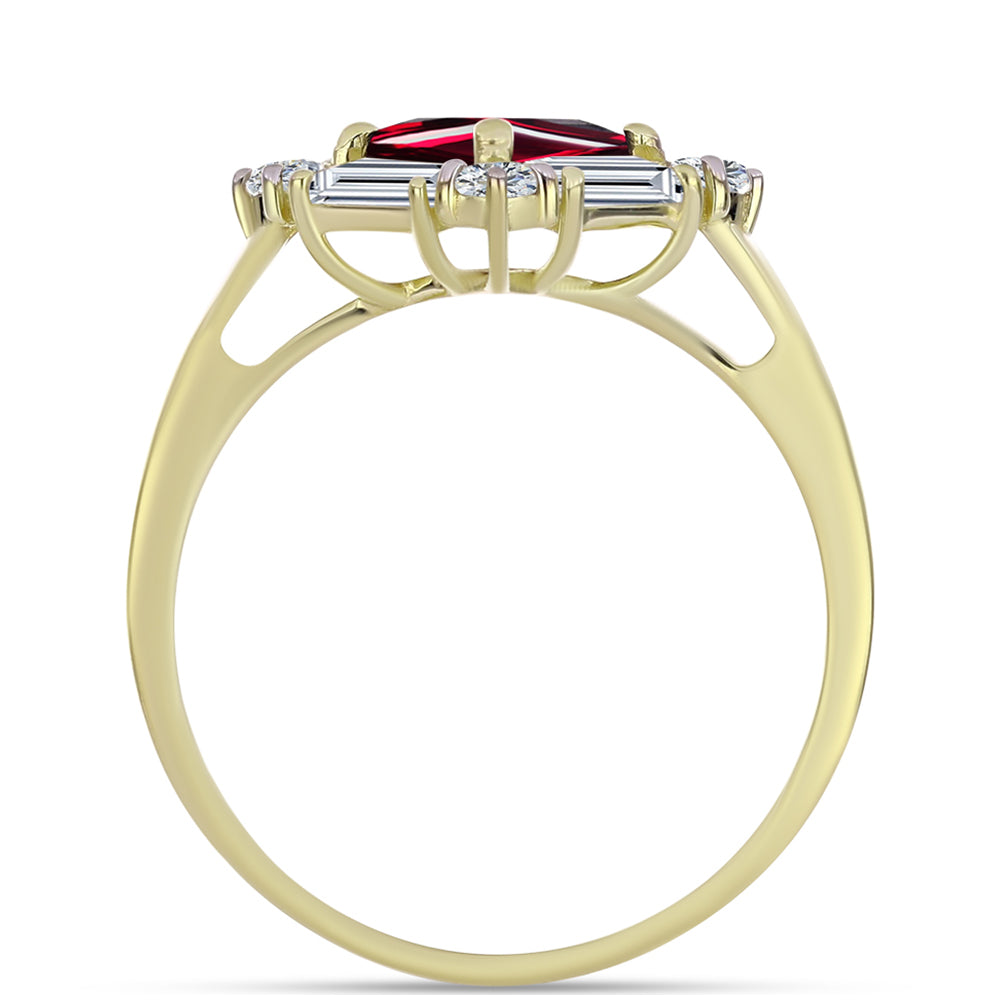 Pozlátený Strieborný Prsteň s Rhodolitovým Granátom a Bielym Topásom 2 