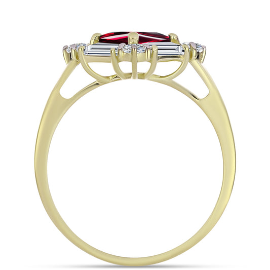 Pozlátený Strieborný Prsteň s Rhodolitovým Granátom a Bielym Topásom