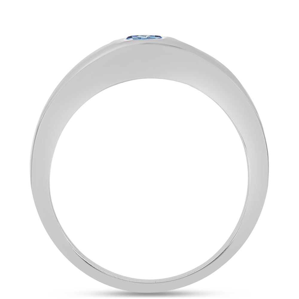 Strieborný Prsteň s S Oceánovo Modrým Moissanitom