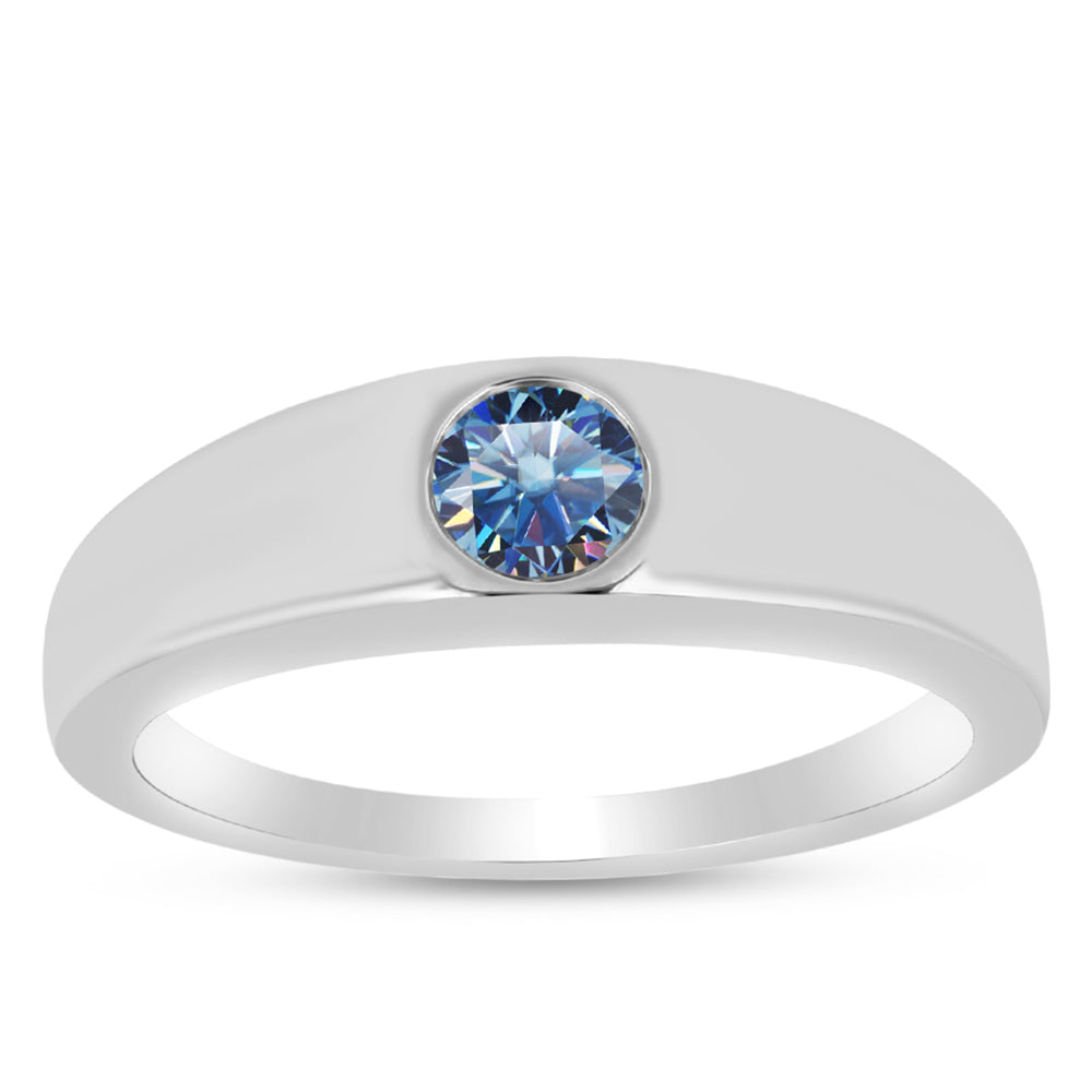 Strieborný Prsteň s S Oceánovo Modrým Moissanitom 3 