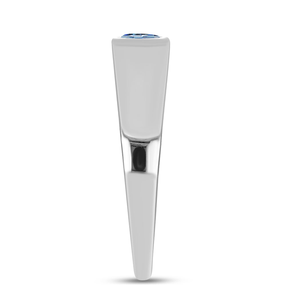 Strieborný Prsteň s S Oceánovo Modrým Moissanitom 4 