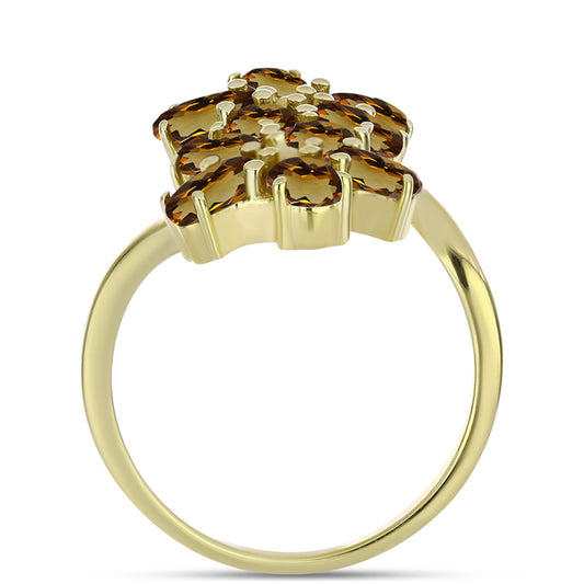Pozlátený Strieborný Prsteň s Koňakovým Kremeňom