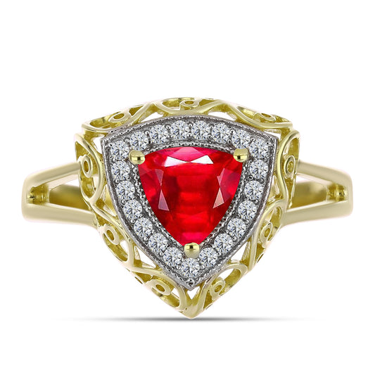 Pozlátený Strieborný Prsteň s Červeným Achátom a Bielym Topásom