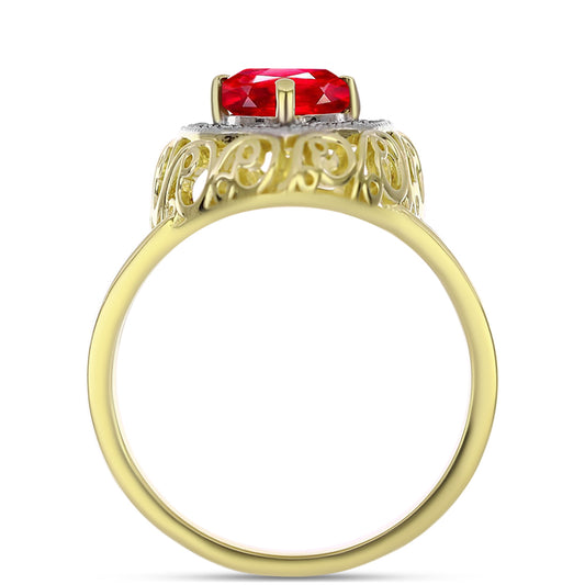 Pozlátený Strieborný Prsteň s Červeným Achátom a Bielym Topásom