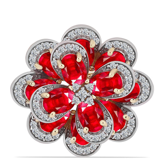 Pozlátený Strieborný Prsteň s Červeným Achátom a Bielym Topásom