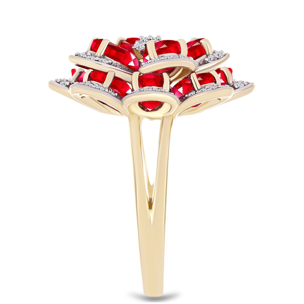 Pozlátený Strieborný Prsteň s Červeným Achátom a Bielym Topásom 4 